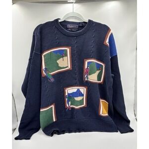 CF Hathaway‎ Mens Golf Sweater Vintage 90s Hand Intarsia Knit XL Putt Golfer